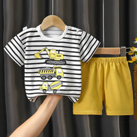 Children's Summer Pure Cotton Thin Short Sleeve Suit