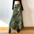 Retro Deciduous Printing Irregular Split Design Skirt