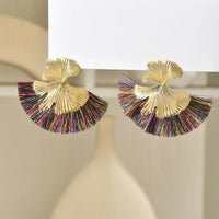 Luxury Retro-chic Fan-shaped Statement Earrings With Geometric Tassels