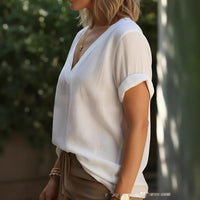 Fashionable Chic And Elegant V-Neck Comfortable All-Match Short-Sleeve Top