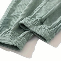 Corduroy Plus Size Mens Work Pants Ankle Tightening Trousers