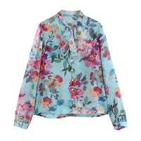 European And American Style Bowknot Decoration Printed Shirt