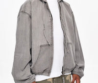 Casual Loose Denim Zipper Coat For Men