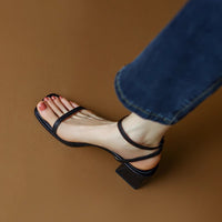 Women's Summer Square Toe Open Toe Mid Heel Sandals