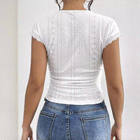 Womens Stylish And Elegant Lace Short-sleeve Top