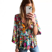 Early Spring New Color-Block Layered Ruffle-Trimmed Pullover