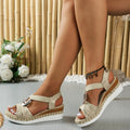 Hemp Rope Wedge Light Bottom Peep Toe Sandals
