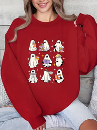 Halloween Three Six Nine Ghost Reading Theme Pattern Brushed Hoody