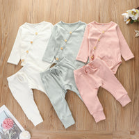 Cross Border Exclusive Amazon Ins Hot Sale Pure Cotton Pit Strip New Harclothes Girls And Boys Suit Autumn Spot Goods 0 2 Years Old
