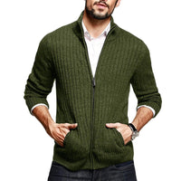 Men's Solid Color Half Turtleneck Long Sleeve Zipper Slim Sweater