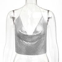 Womens Metallic Sequin Camisole Top
