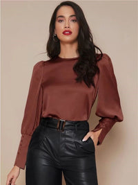 Women's Long Sleeved Satin Shirt