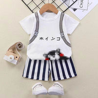 Children's Short-sleeved Suit Summer T-shirt Pure Cotton