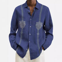 Long Sleeve Shirt Simple Printed Men's Casual Printed Shirt