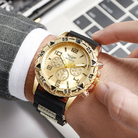 Watch Silicone Band Blue Light Glass Men's Watch