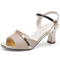 Women's Solid Color Golden Fish Mouth High Heels