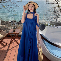 Strap Dress Women's Elegant Loose-fit Backless