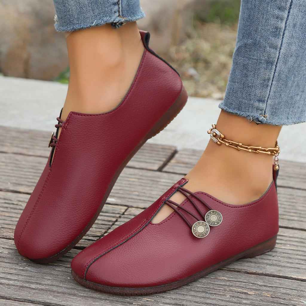 New Soft Leather Casual Autumn Low-cut Simple Plus Size Women's Shoes