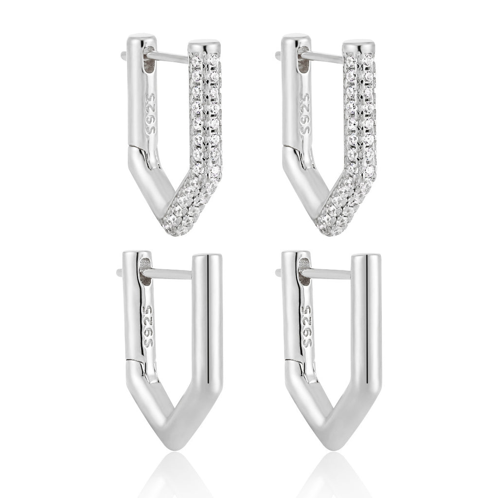 Geometric Unilateral Micro Rhinestone Earrings For Women