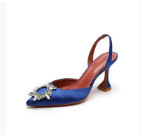 Baotou Dew Heel Plus Size Rhinestone Buckle Shoes