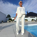 New Womens 2-piece Casual Autumn Rhinestone Set