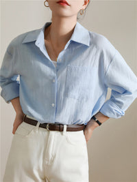Sunscreen Cardigan Summer Thin Loose French-style Cotton-Linen White Shirt