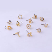 Titanium Screw Rod Love Crown Zircon Nose Nail