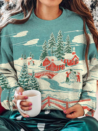 Printed New Loose Christmas Tree Pullover Men's And Women's Round Neck Sweater