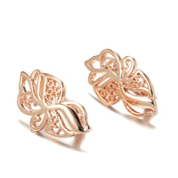 Fashion 585 Rose Gold Earrings Minimalist Design Hollow Carved Women's Earrings