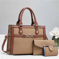 Stitching Contrast Color Fashion Mother-and-Child Bag Three-Piece Set