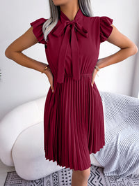 Women's Elegant Tie Waist Flowy Pleated Skirt