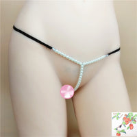 Women's Transparent Beads Hip-exposed T-back Underwear