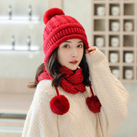 Women's Versatile Scarf Suit Knitted Hat