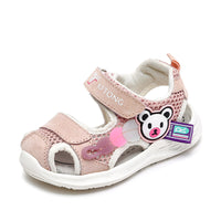 Summer Boy Hollow Baotou Beach Velcro Casual Leather Cartoon Baby Sandals