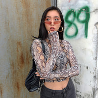 Women's Mesh Hollow-Out Butterfly Print Long-Sleeve Base Shirt