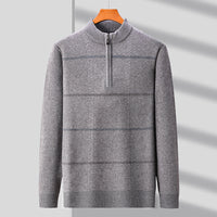 Mens Stand-Up Collar Long-Sleeve Half-Zip Knit Sweater