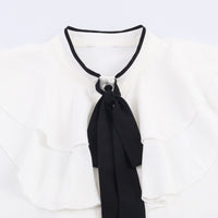 Women's Color-block Bow Layered Decorative Shirt