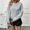 Simple Advanced Three-dimensional Flower Crew Neck Pullover Sweater