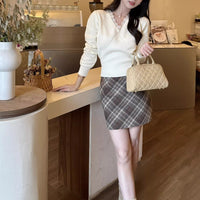 Lace V-neck Solid Color Women's Long Sleeve Sweater