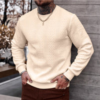 Loose-fitting Mens Casual Top With A Crew Neck And Jacquard Weave