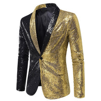 Euro-American Performance Dress Color-blocking Sequin Suit