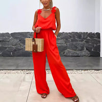Casual Loose Women's Wear New Suspender Sleeveless Pocket Jumpsuit