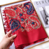 Fashion Embroidered Shawl Warm Thick Women