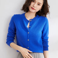 Round Neck Knitted Cardigan Coat For Women