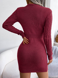 Women Sexy Hollow Out Cable Knit Cinched Bodycon Sweater Dress