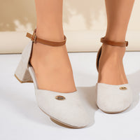 Plus Size Color Block Closed Toe Sandals Stylish And Lightweight Suede Buckle Women's Shoes