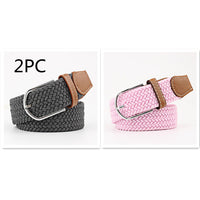 Women's Canvas Belt Student Pants Casual Stretch Braided Needle Buckle