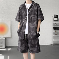 American-style Retro Tie-Dye Short-Sleeve Shirt Sports Suit For Men