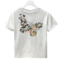 Butterfly Embroidered Crew-Neck T-Shirt For Men