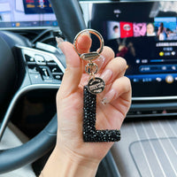 Black Clay Letter Keychain With Diamond